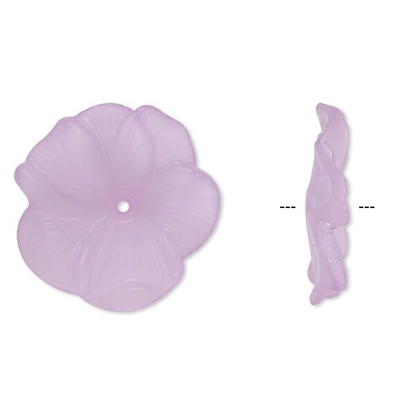 Component, acrylic, frosted light purple, 31x6mm flower. Sold per pkg of 6. image number 0