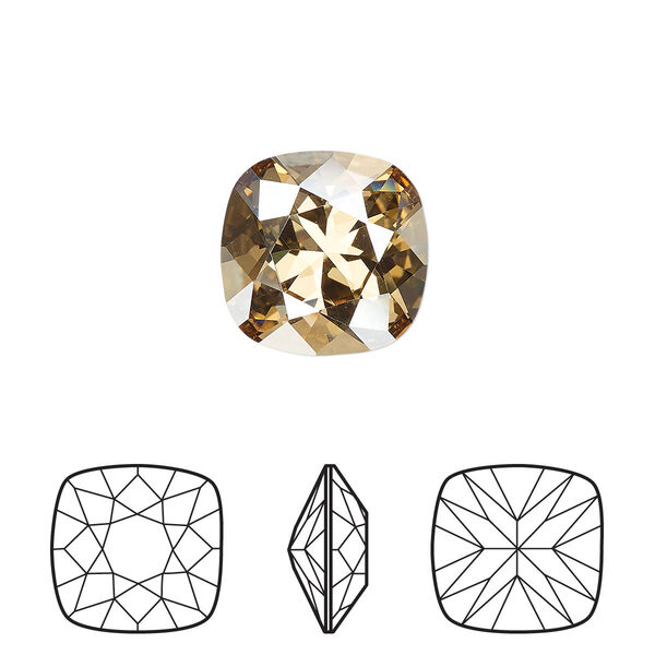 Fancy stone 72pk crystal golden shadow foil back, Swarovski® 12mm cushion 4470 image number 0
