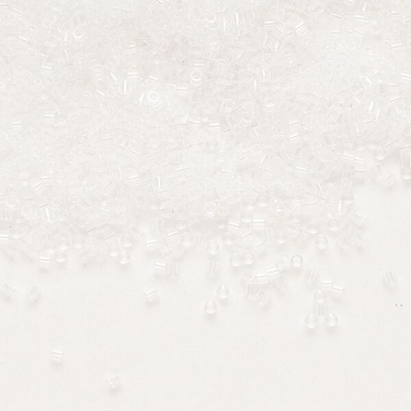 Seed bead, Delica®, glass, pkg/7.5g, #15 round, transparent crystal clear (DBS-0141). image number 0