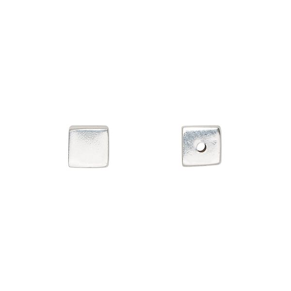 Bead, sterling silver, 6mm smooth cube. Sold individually. image number 0
