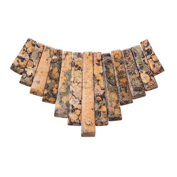 Leopardskin jasper 1pkg13, fan focal natural B grade, 26x10mm-29x12mm image number 0