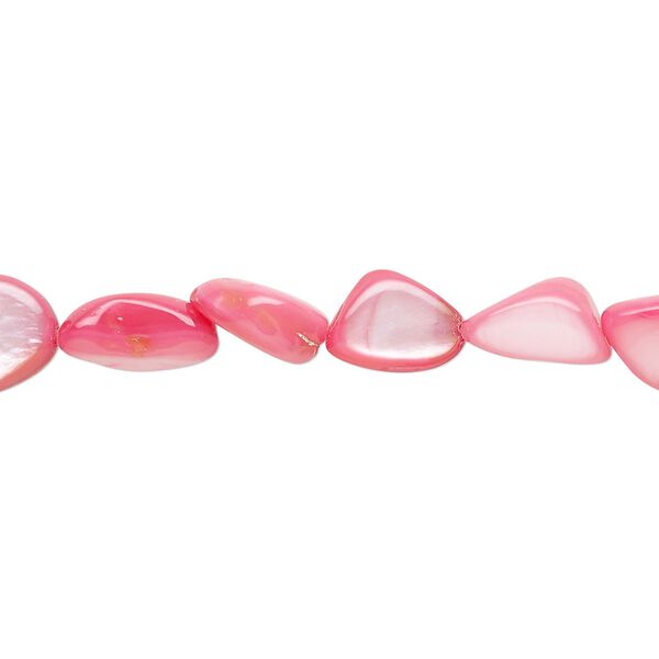Bead, mother-of-pearl shell (dyed), blush, small to large pebble, Mohs hardness 3-1/2. Sold per 30-inch strand, approximately 99 beads. image number 0