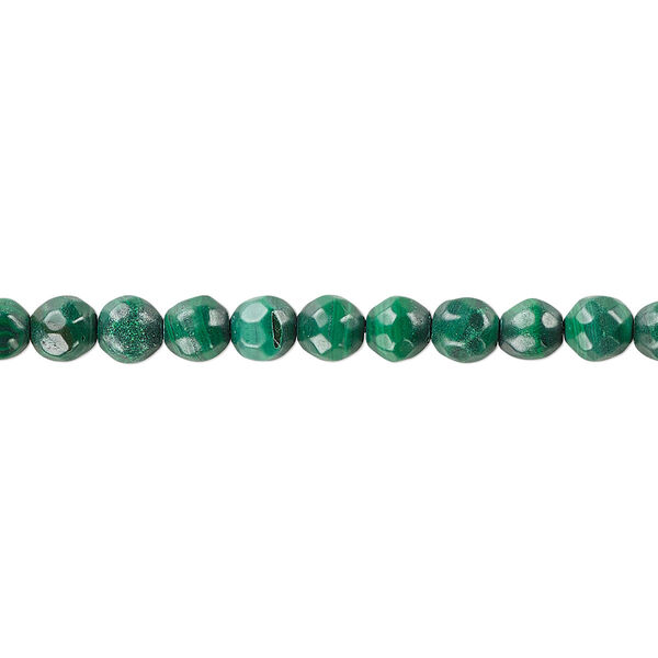 Malachite 1pkg1, faceted round bead natural 8 inch 6mm image number 0