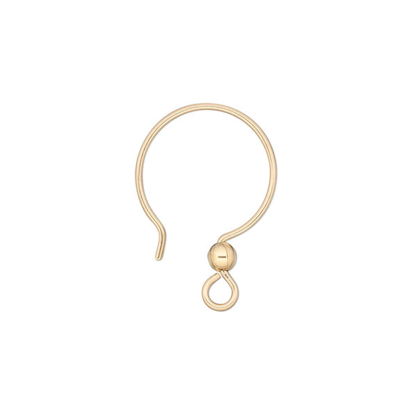 Ear wire, 14Kt gold-filled, 22mm French hook with 3mm ball and open loop, 20 gauge. Sold per pair. image number 0