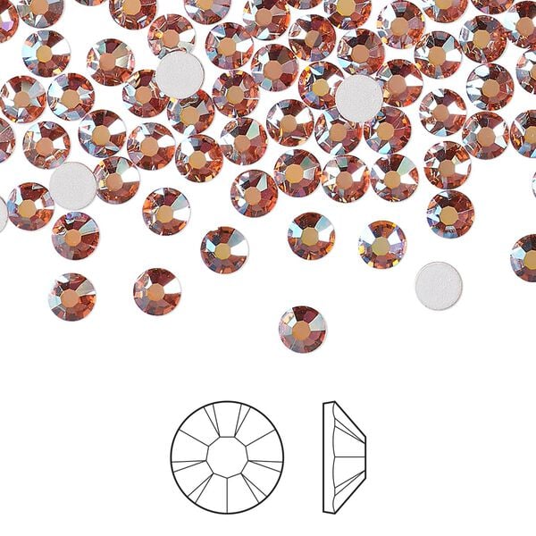 Flat back 1440pk rose peach AB foil back, Preciosa MAXIMA Czech crystal rhinestone 3.8-4mm chaton rose round SS16 image number 0