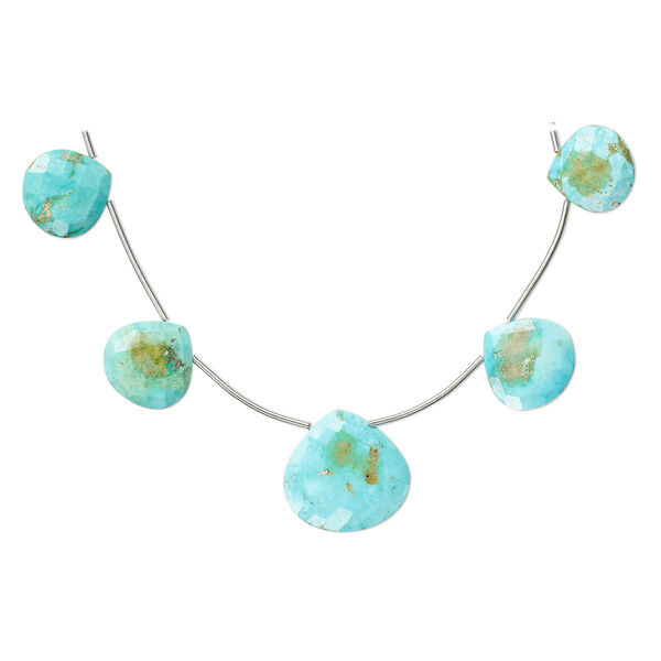 Imperial crown turquoise 1pkg5, hand-cut top-drilled faceted puffed teardrop bead natural 13-18mm image number 0