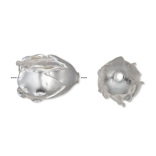 Cone, Hill Tribes, silver-plated copper, 17x13mm flower with 7.5mm inside diameter. Sold individually. image number 0