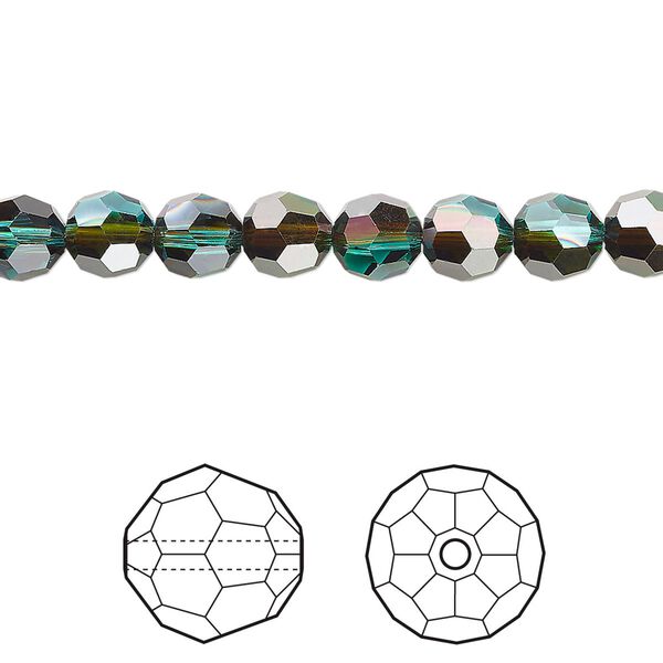 Bead 12pk blue zircon red magma, Crystal Passions® 6mm round 5000 image number 0