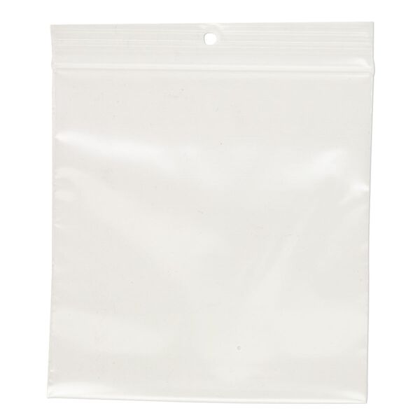Bag, Tite-Lip™, plastic, clear, 4x4-inch top zip with top hole. Sold per pkg of 100. image number 1