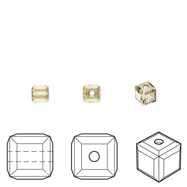Bead 48pk dark jonquil, Crystal Passions® Regenerated 4mm faceted cube 5601 image number 0