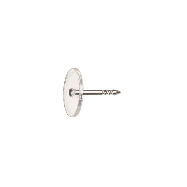 Tie tac, stainless steel and vinyl head, clear, 11.5mm flat round. Sold per pkg of 10. image number 0