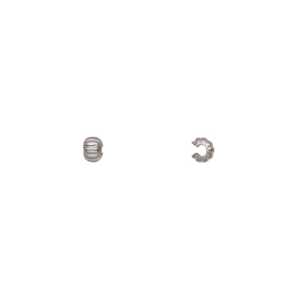 Crimp cover, stainless steel, 3mm corrugated round. Sold per pkg of 500. image number 0