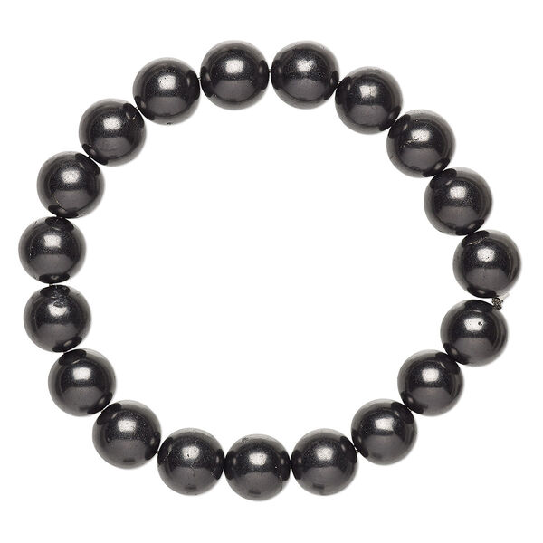 Shungite 1pkg1, round stretch bracelet natural B grade, 6.5 inch 10mm image number 0
