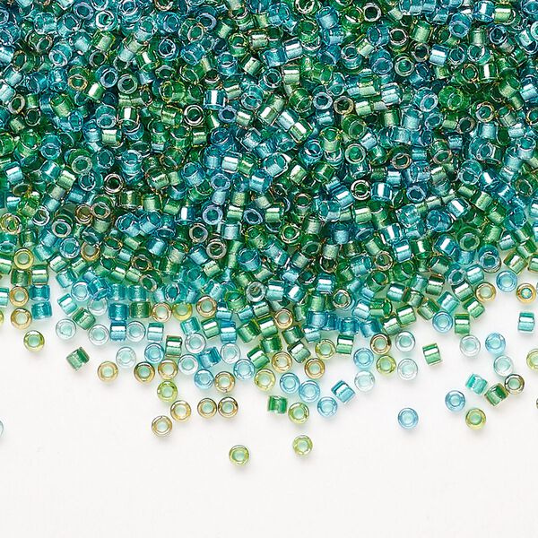 Seed bead, Miyuki Delica®, glass, pkg/250g, #11 round, transparent inside dyed color aqua/teal mix (DB0984). image number 0