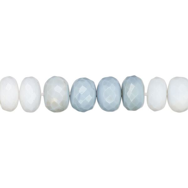 Blue Peruvian opal 1pkg1, hand-cut faceted rondelle bead natural 15.5-16 inch graduated 7x3mm-8x5mm image number 0