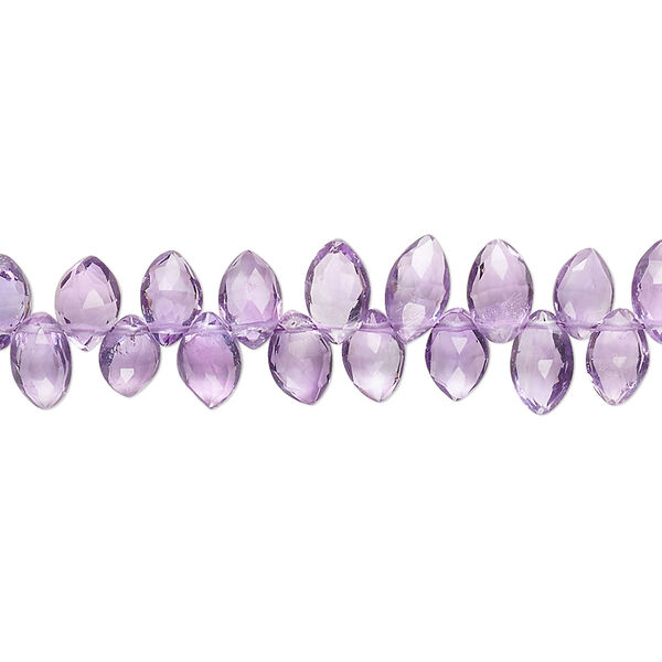 Amethyst 1pkg1, hand-cut top-drilled faceted puffed marquise bead natural 8 inch 7x4mm-7x5mm image number 0