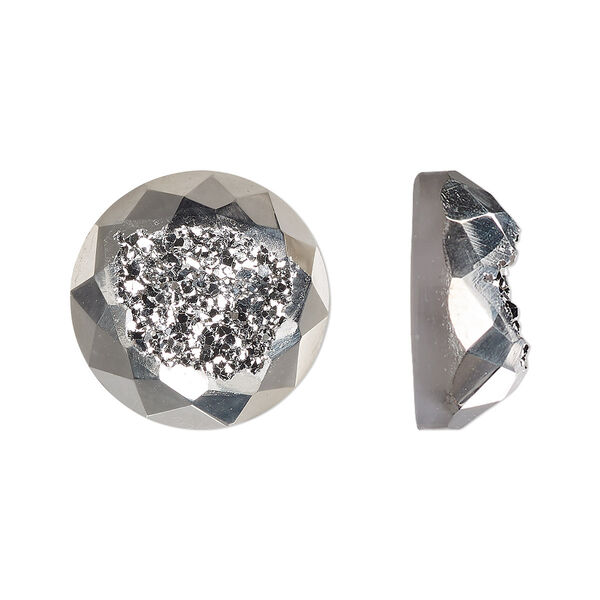 Druzy agate 1pkg1, hand-cut calibrated faceted round cab B grade, 16mm image number 0