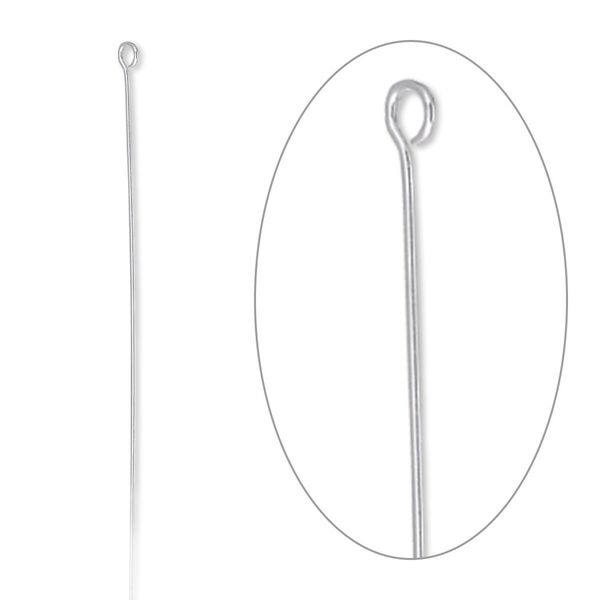 Eye pin, sterling silver-filled, 2-1/16 inches, 26 gauge. Sold per pkg of 100. image number 0
