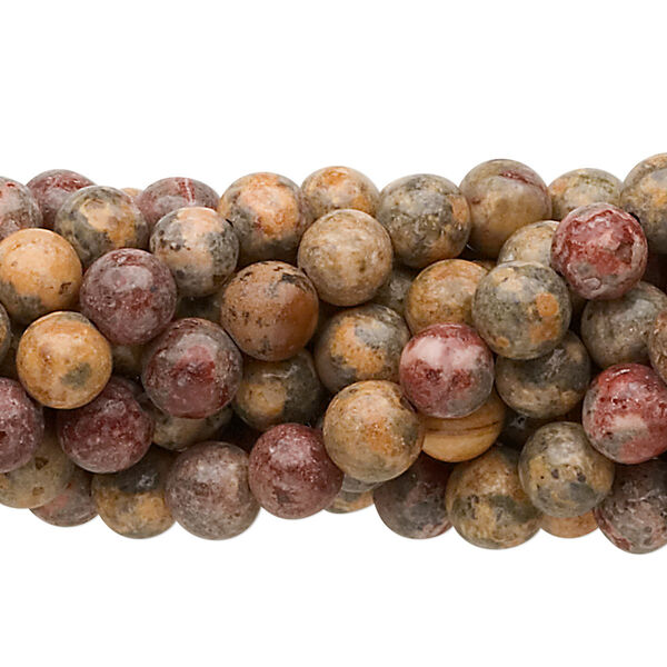 Leopardskin jasper 1pkg10, round bead natural 15.5-16 inch 6mm image number 0