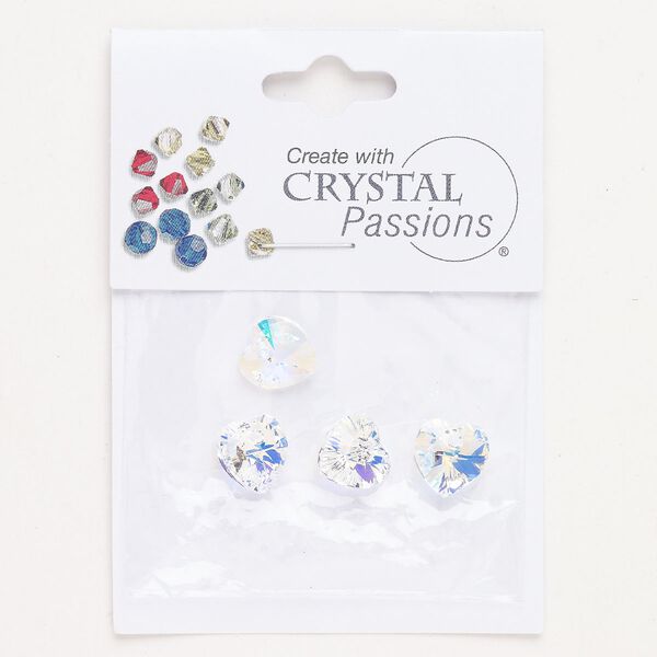 Drop 4pk crystal AB, Crystal Passions® 10mm heart pendant image number 0