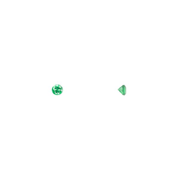 Gem, cubic zirconia, emerald green, 2.5mm faceted round, Mohs hardness 8-1/2. Sold per pkg of 10. image number 0