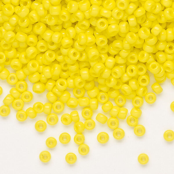 Seed bead, Miyuki, glass, pkg/50g, #8 rocaille, opaque yellow, (RR-404). image number 0