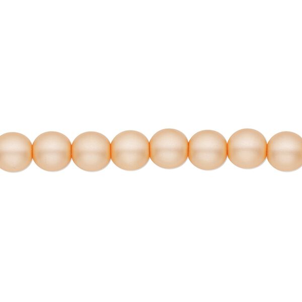 Bead, Czech pearl-coated glass druk, opaque matte peach, 6mm round. Sold per 15-1/2" to 16" strand. image number 0