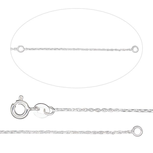 Chain, Gossamer™, sterling silver, 1mm diamond-cut cable, adjustable at 34 and 36 inches. Sold individually. image number 0