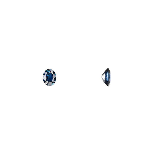 Blue sapphire 1pkg1, hand-cut faceted oval gem 5x4mm image number 0