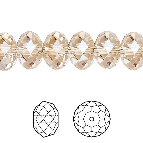 Bead 2pk crystal golden shadow, Crystal Passions® 12x8mm rondelle 5040 image number 0