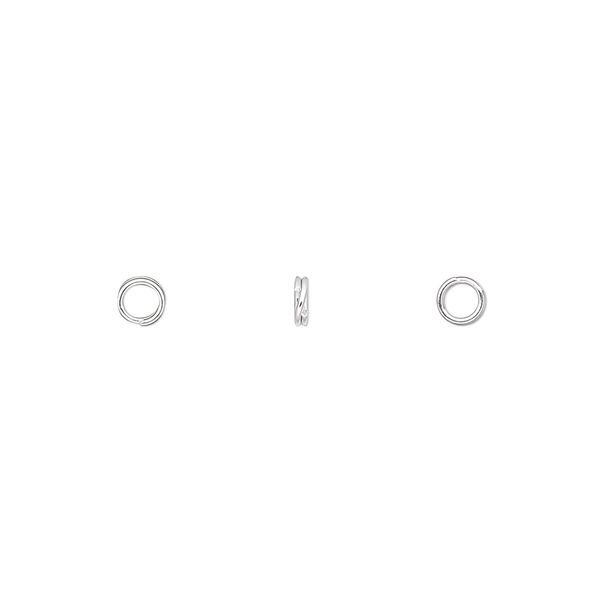 Split ring, sterling silver, 3.5mm round, 0.04-inches thick. Sold per pkg of 10. image number 0