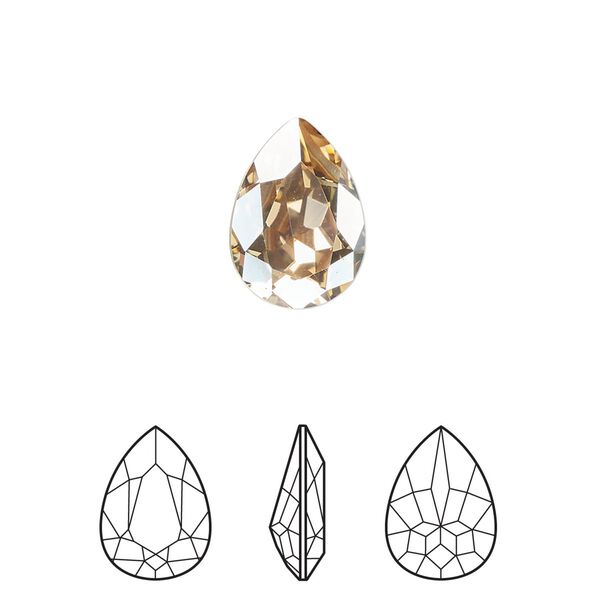Fancy stone 12pk crystal golden shadow foil back, Crystal Passions® 14x10mm pear 4320 image number 0