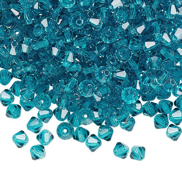 Bead 144pk blue zircon, Preciosa Czech crystal 4mm bicone image number 0
