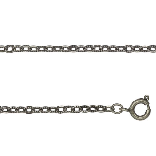 Chain, gunmetal-finished steel, 2.5mm textured cable, 24 inches with springring clasp. Sold individually. image number 0