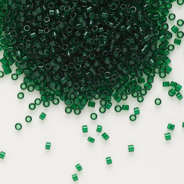 Seed bead, Delica®, glass, pkg/50g, #11 round, transparent emerald green (DB-0713). image number 0