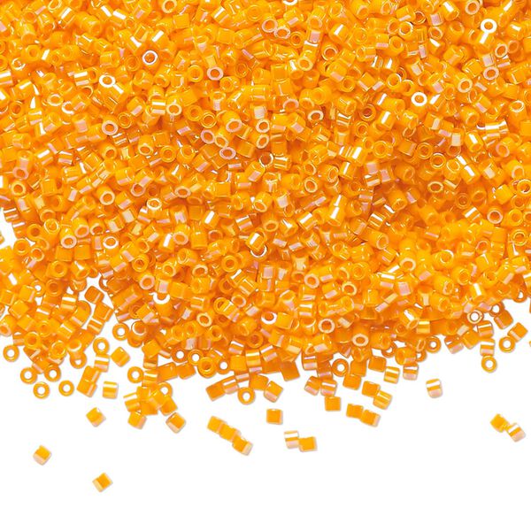Seed bead, Delica®, glass, pkg/250g, #15 round, opaque rainbow mandarin orange (DBS-1573). image number 0