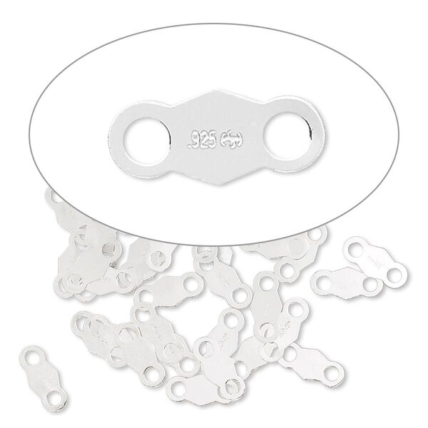 Chain tab, sterling silver, 7x3mm. Sold per pkg of 50. image number 0