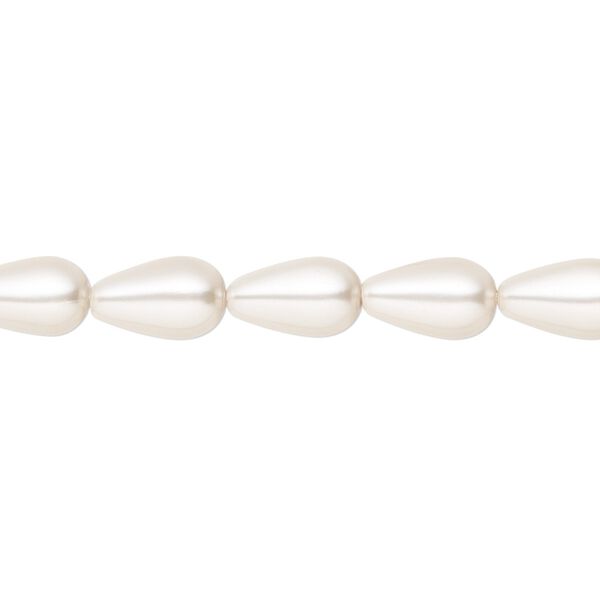 Pearl 10pk white, Preciosa Czech crystal 10x6mm pear image number 0