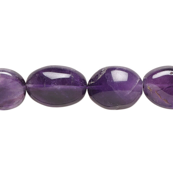 Amethyst 1pkg1, hand-cut oval bead natural C grade, 15.5-16 inch 11x10mm-14x12mm image number 0