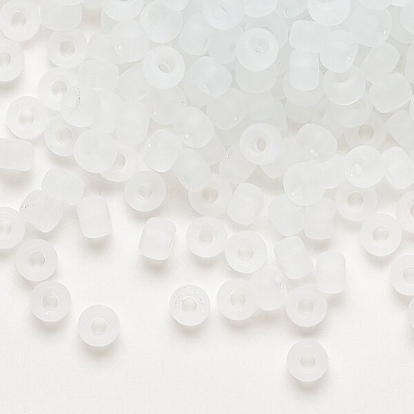 Seed bead, Miyuki, glass, pkg/25g, #6 rocaille, translucent matte crystal clear, (RR-131F). image number 0