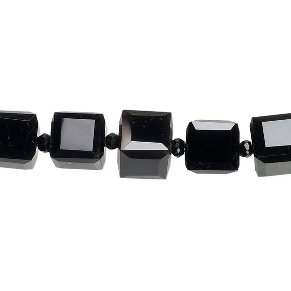 Black onyx 1pkg5, hand-cut faceted cube bead 8mm image number 0