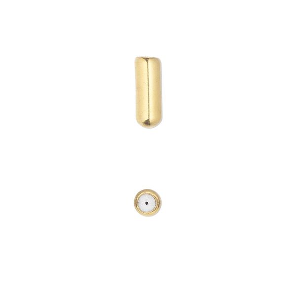 Hat pin clutch, gold-finished stainless steel and silicone, 10x4mm. Sold per pkg of 10. image number 0