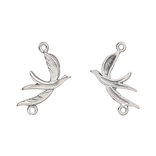 Link, sterling silver, 20x12mm peace dove. Sold individually. image number 0