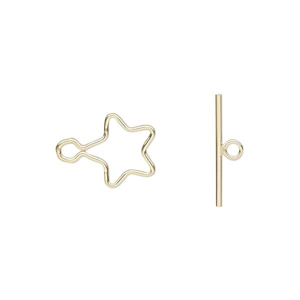 Clasp, toggle, 14Kt gold-filled, 11mm star. Sold individually. image number 0