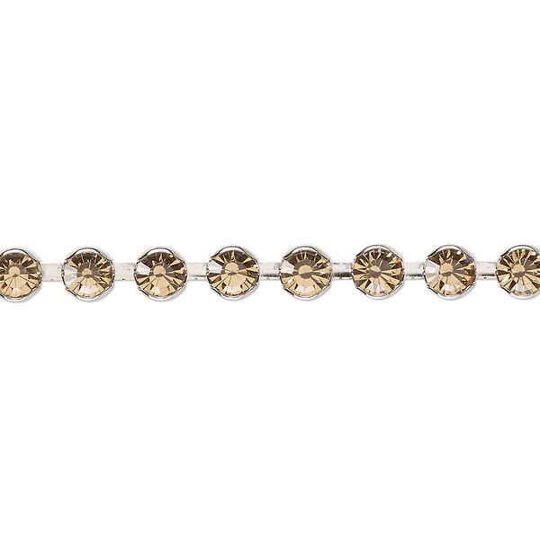 Cupchain, Vintage Crystal™, imitation rhodium-plated brass, light Colorado topaz, 4.4mm round. Sold per 1-meter section. image number 0