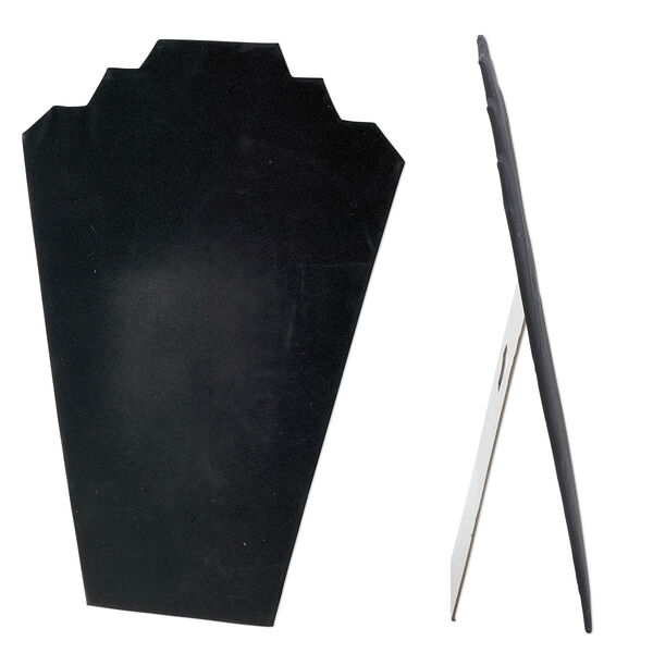 Display, necklace, velvet, black, 12-1/2 x 8-1/4 x 4-3/4 inches easel. Sold individually. image number 0