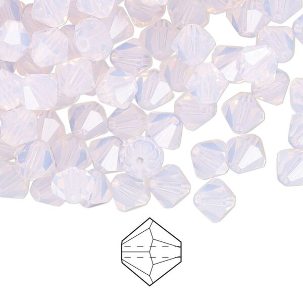 Bead 144pk rose opal, Preciosa Czech crystal 6mm bicone image number 0