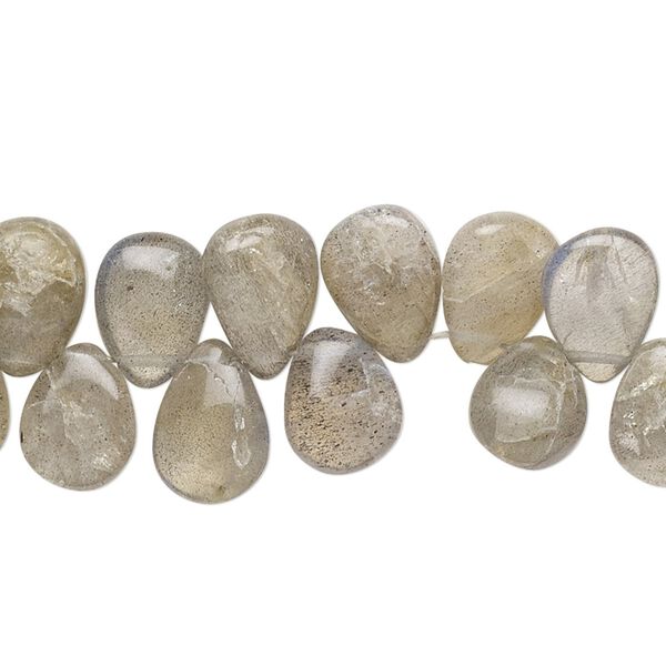 Labradorite 1pkg1, hand-cut top-drilled puffed teardrop bead natural 8 inch 9x6mm-11x8mm image number 0