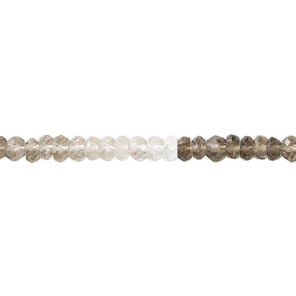 Smoky quartz 1pkg1, hand-cut faceted rondelle bead 15.5-16 inch 3x2mm-4x3mm image number 0
