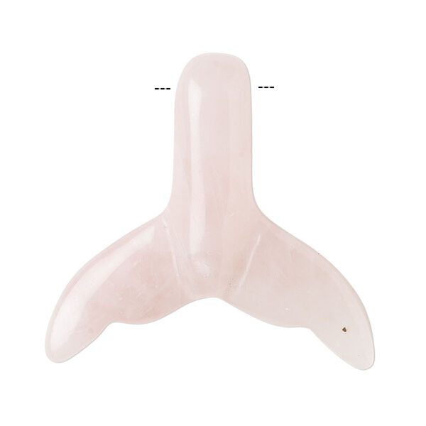 Rose quartz 1pkg1, side-drilled double-sided carved whale tail focal natural 34x32mm image number 0